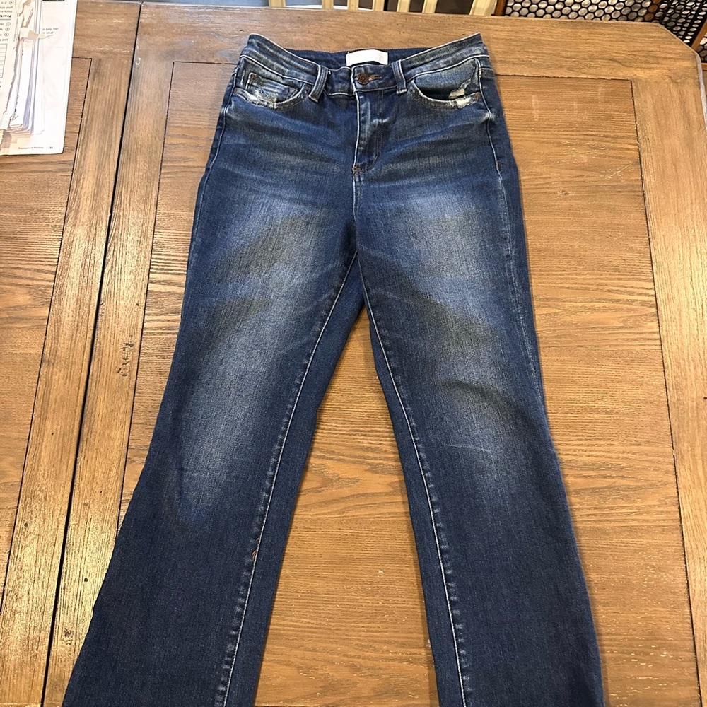 Vervet dark denim distressed jeans